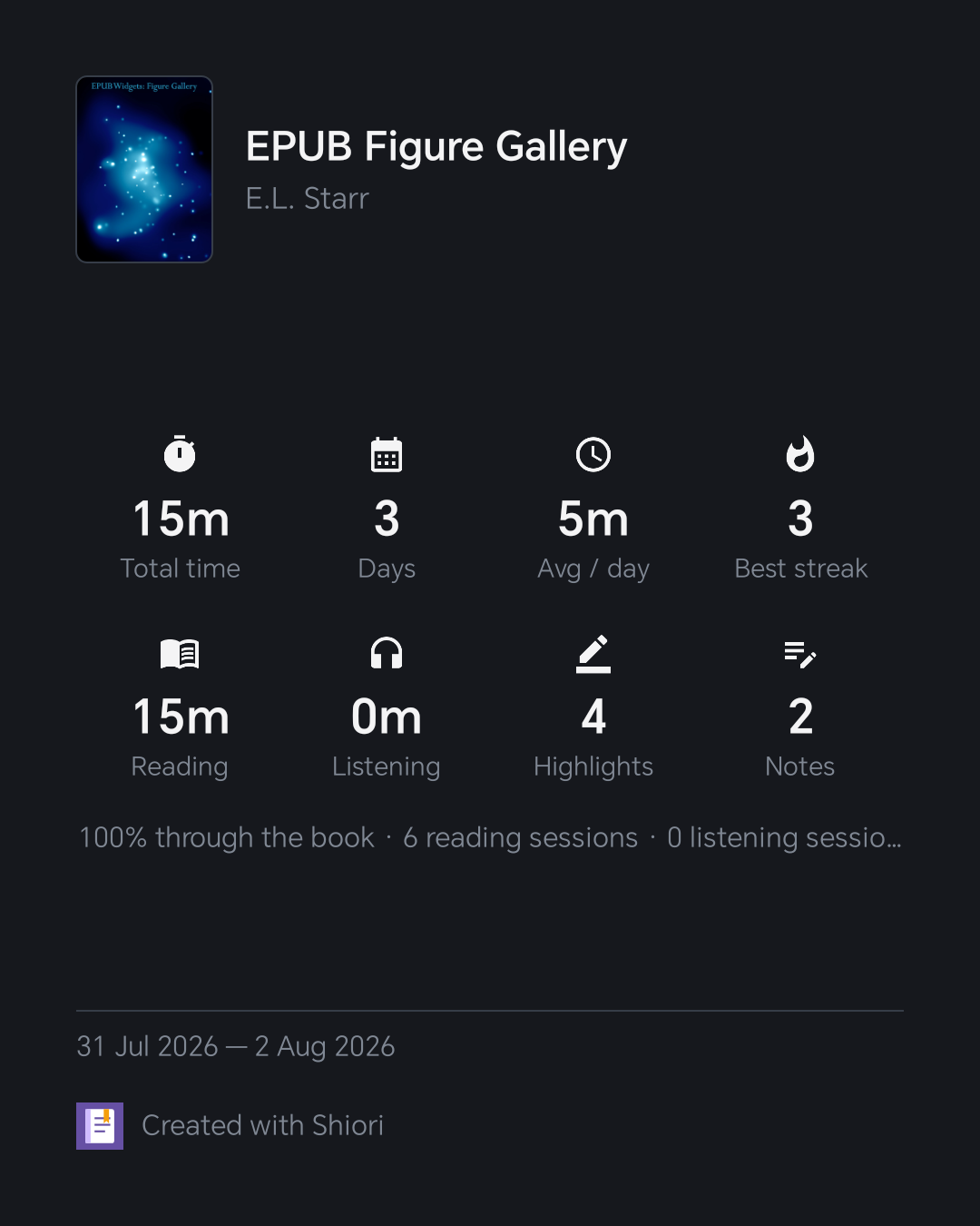Step 4: Beautiful generated reading statistics memory share card