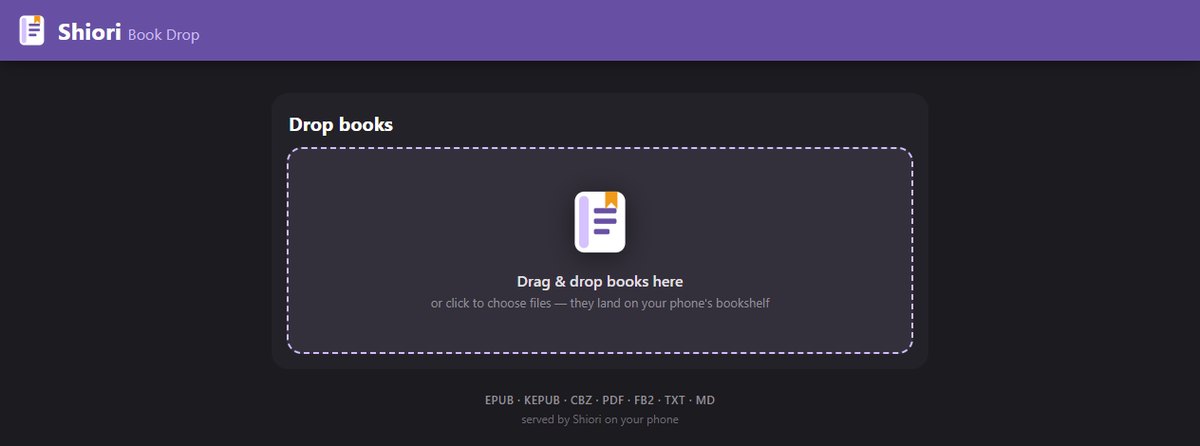 Book Drop zone highlighted during file drag