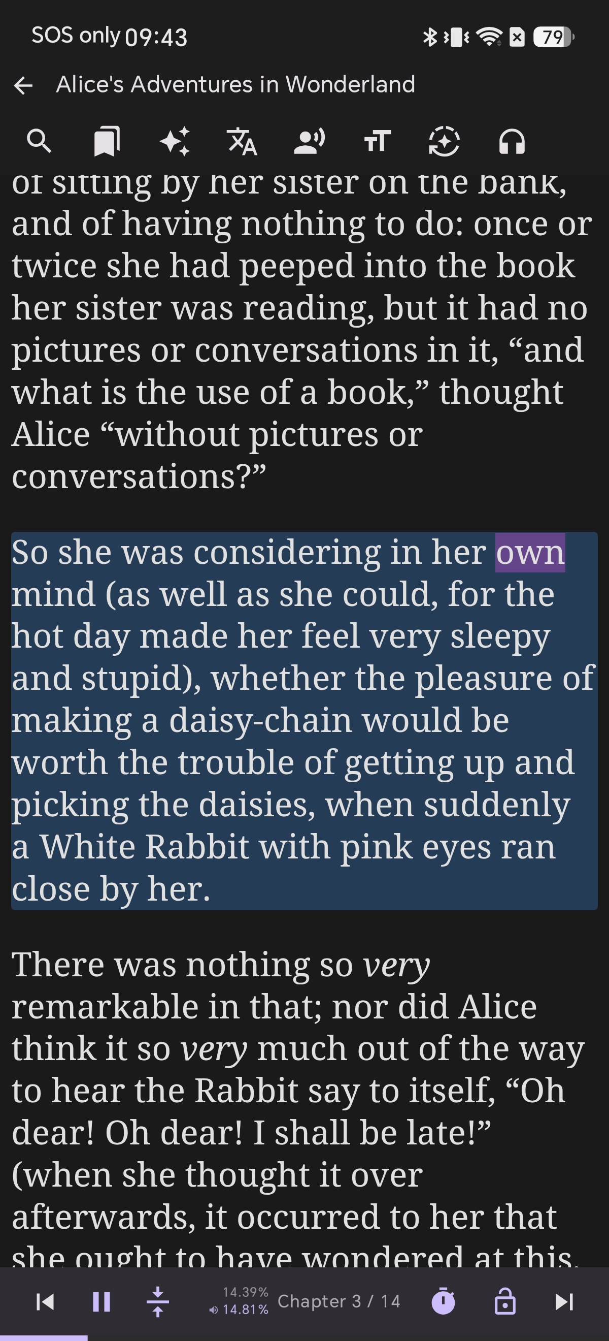 TTS karaoke word and paragraph highlighting in reader screen