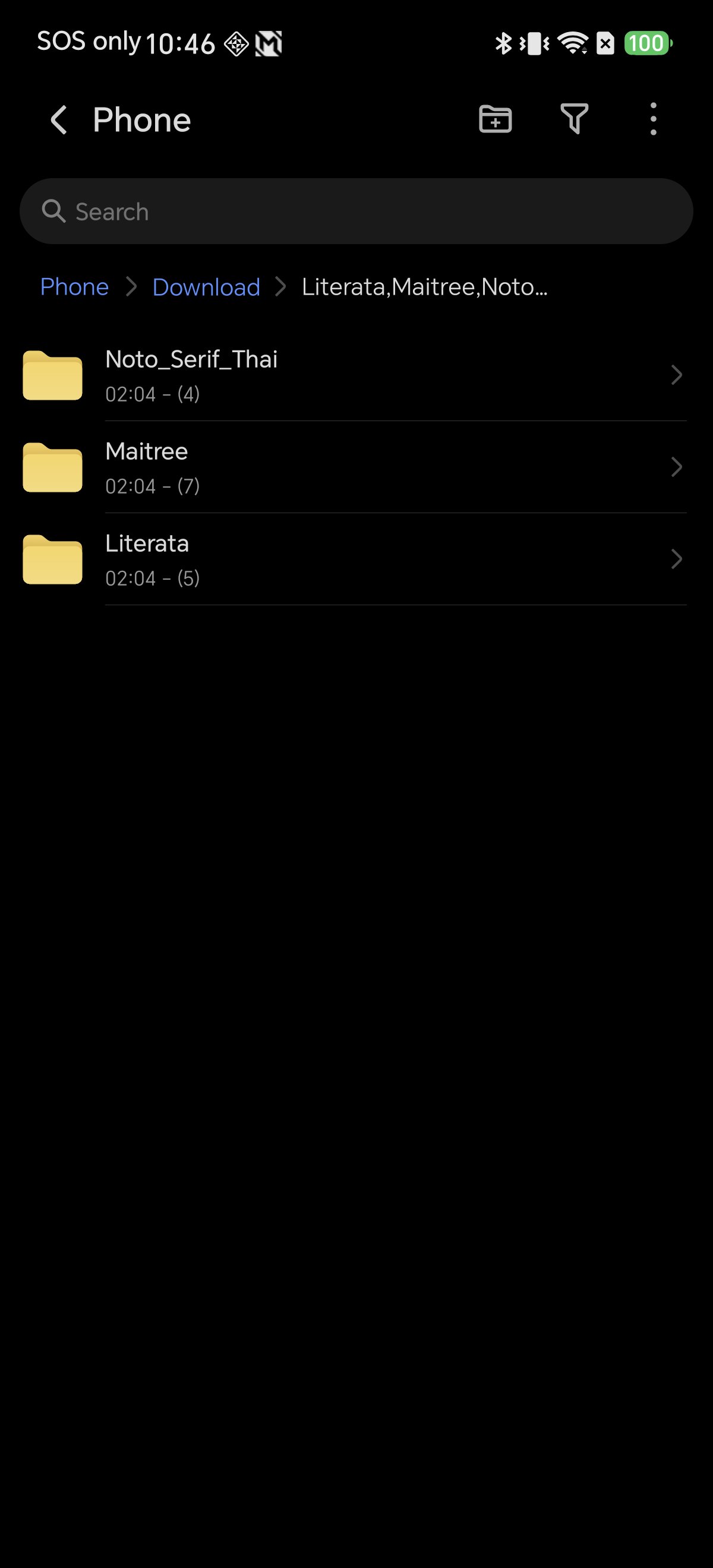 Extracted archive of a three-family download with one folder per family
