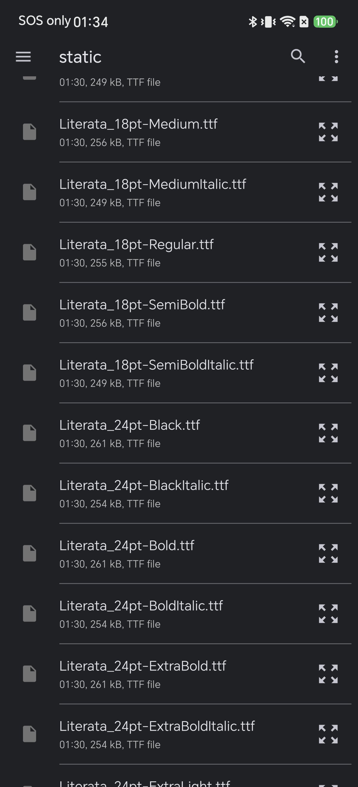 Literata static folder listing optical sizes