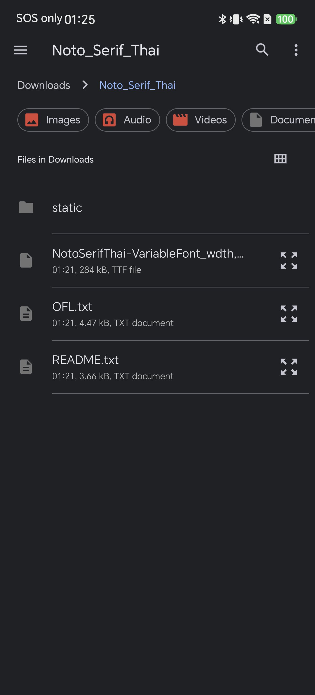 Android file picker inside the extracted font folder